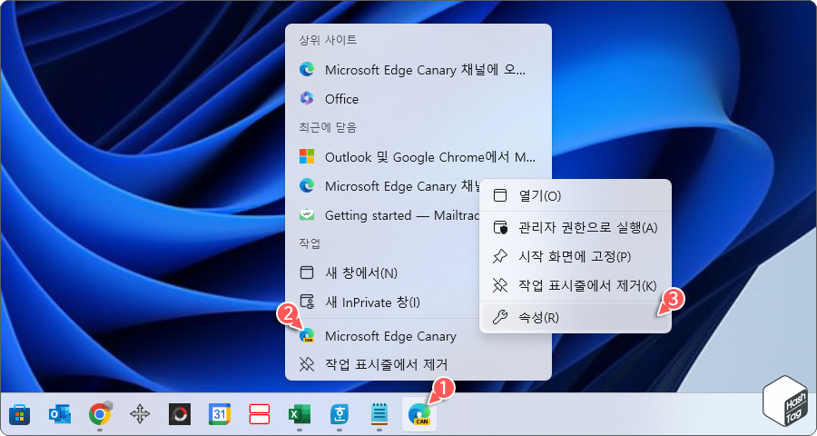 Microsoft Edge Canary 앱 속성.