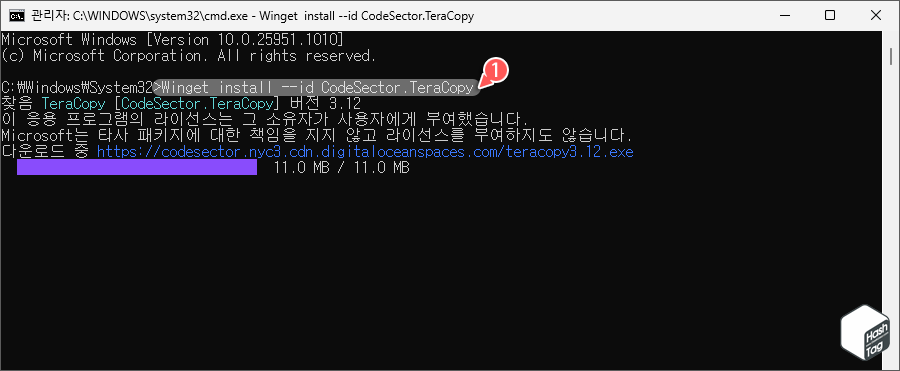 Winget 명령으로 TeraCopy 응용 프로그램 설치.
