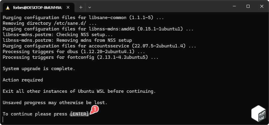 Ubuntu WSL 22.04 Release 업그레이드 완료.