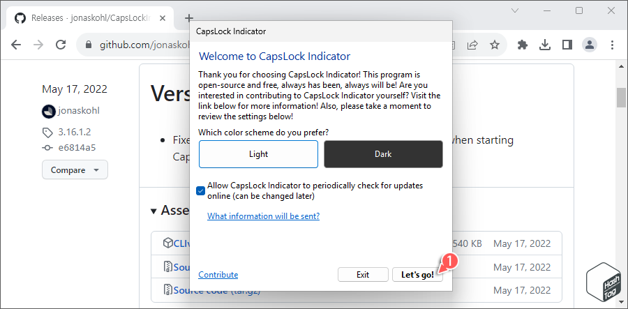 CapsLock Indicator 도구 실행