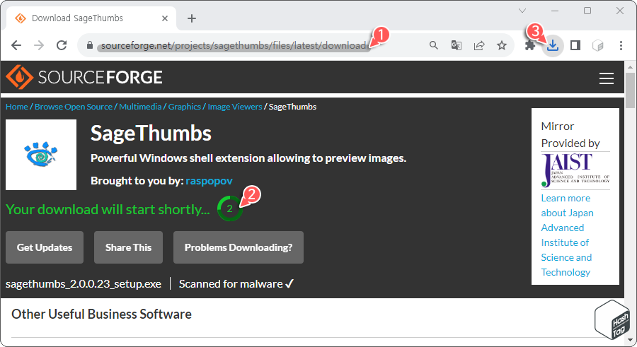 포토샵 PSD 미리 보기 도구 SageThumbs 설치 파일 다운로드.