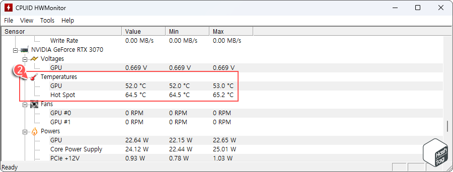 CPUID HWMonitor 도구에서 GPU 온도를 확인하는 방법